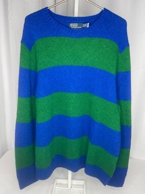 2 Like New Suede - Polo Ralph Lauren Suede-Patch Striped Sweaters